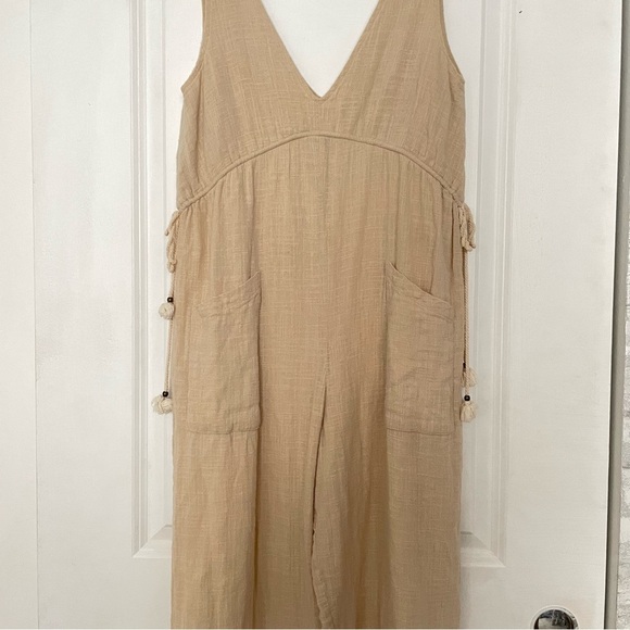 Spell Paloma Jumpsuit In Neutral Small Playsuit pockets natural cotton Bohemian - Picture 9 of 12